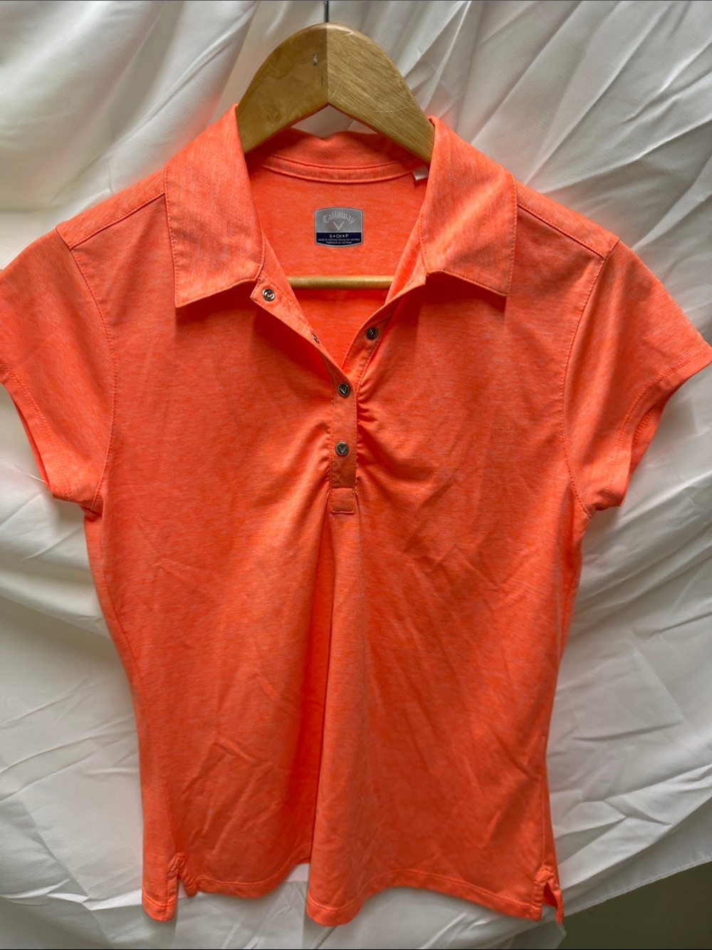 Callaway Coral Orange Short-Sleeve Polo Blouse